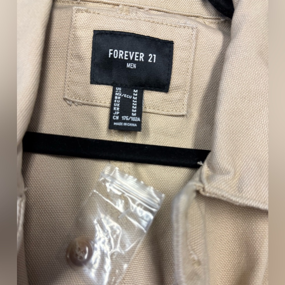 Forever 21 Men's Size Medium Taupe Tailored‎ Jacket Paint Splash Beige - Picture 9 of 10